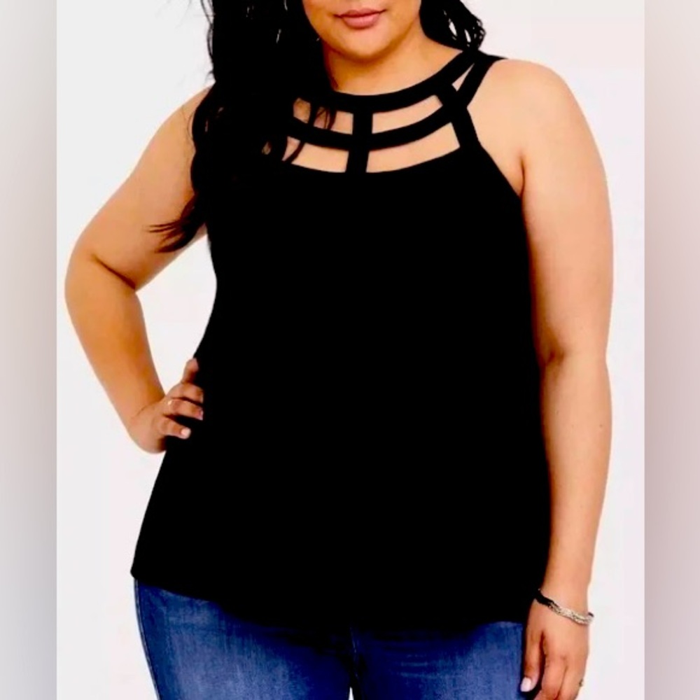 Torrid Size 1 Black Crepe Straps Swingy Tank Top